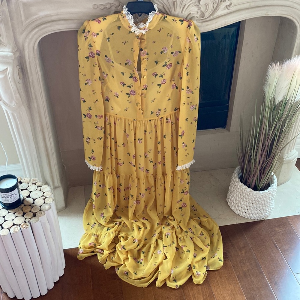 Philosophy Di Lorenzo Serafini yellow maxi floral print dress